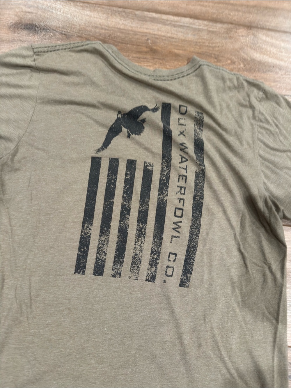 DUX WATERFOWL Casual Khaki Green Graphic Hunting Short Sleeve Tee | Size Small - Picture 2 of 3